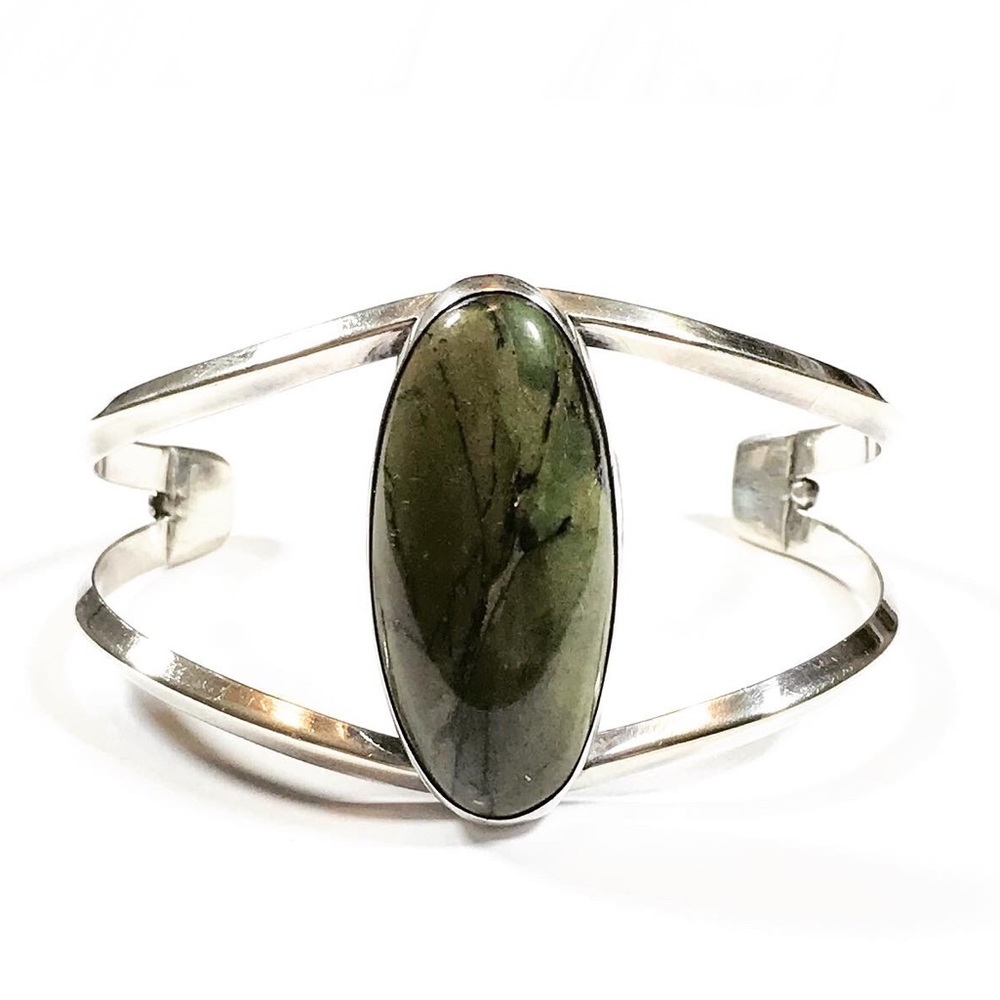 Vintage Jasper Sterling Silver Southwestern Cuff